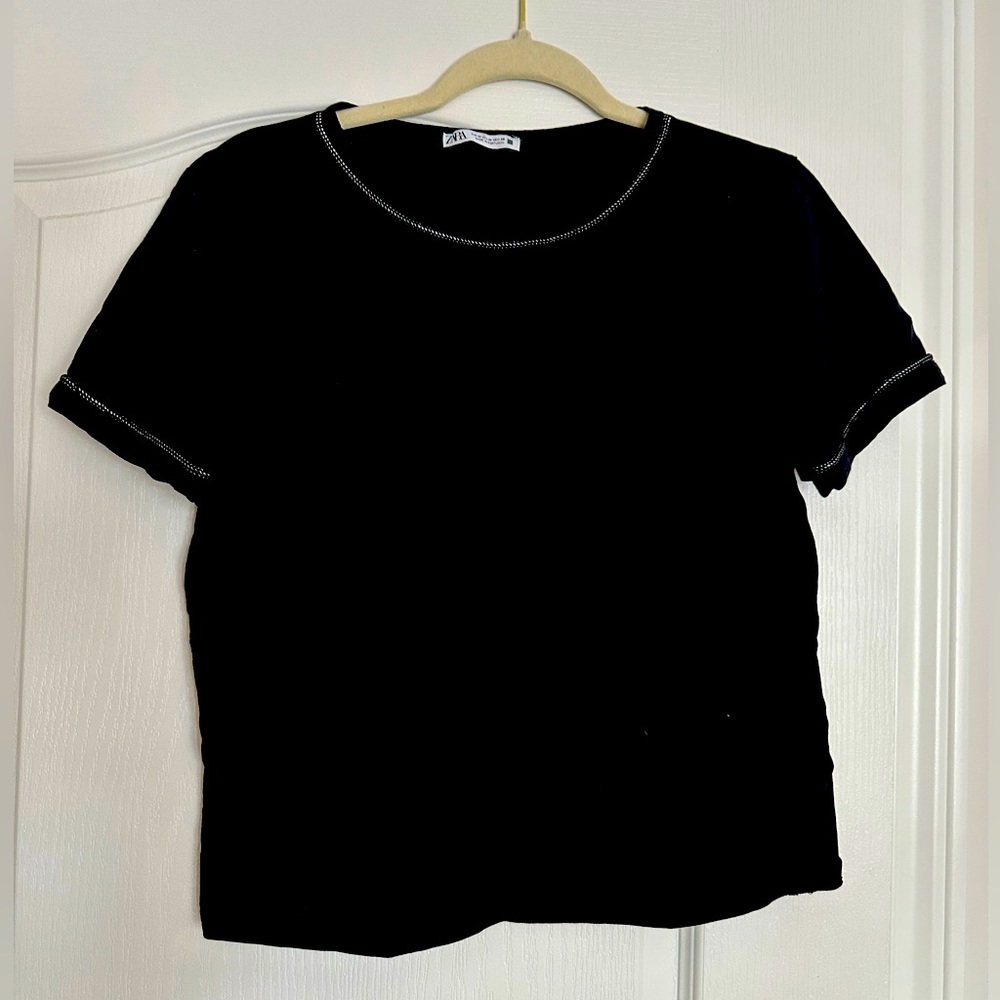 Black Zara Tshirt with Silver detailing